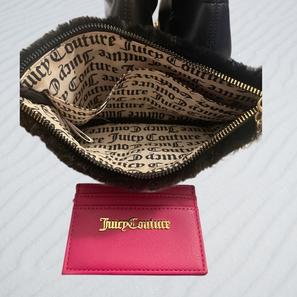 JUICY COUTURE 3PC SET BLACK FAUX LEATHER & GOLD CUBAN LINK BOOTS SZ 7.5 - Picture 6 of 6